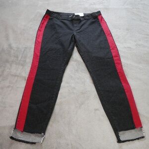 Zeza B Womens XL Hi-Low Contrast Tuxedo Black Wash Red Striped Skimmer Jeggings